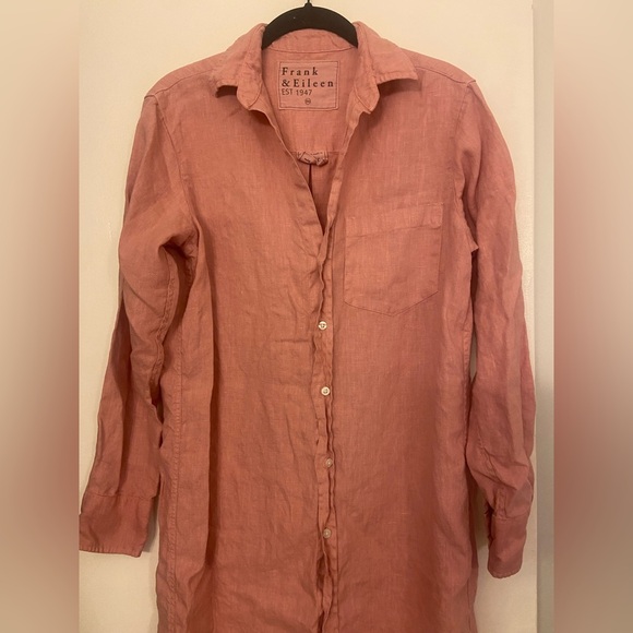 Frank & Eileen Rory Maxi Shirtdress Linen Mauve Size XXS - Picture 6 of 10